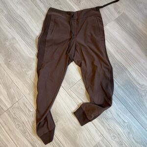 YAYA Womens Joggers In Brown Slant Pockets Tie Clasp Closure Size 38 Athleisure